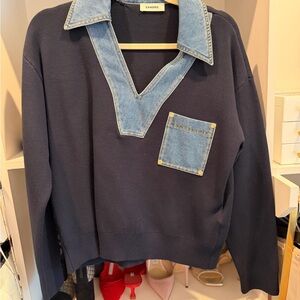 Sandro Deep Blue Knit Sweater